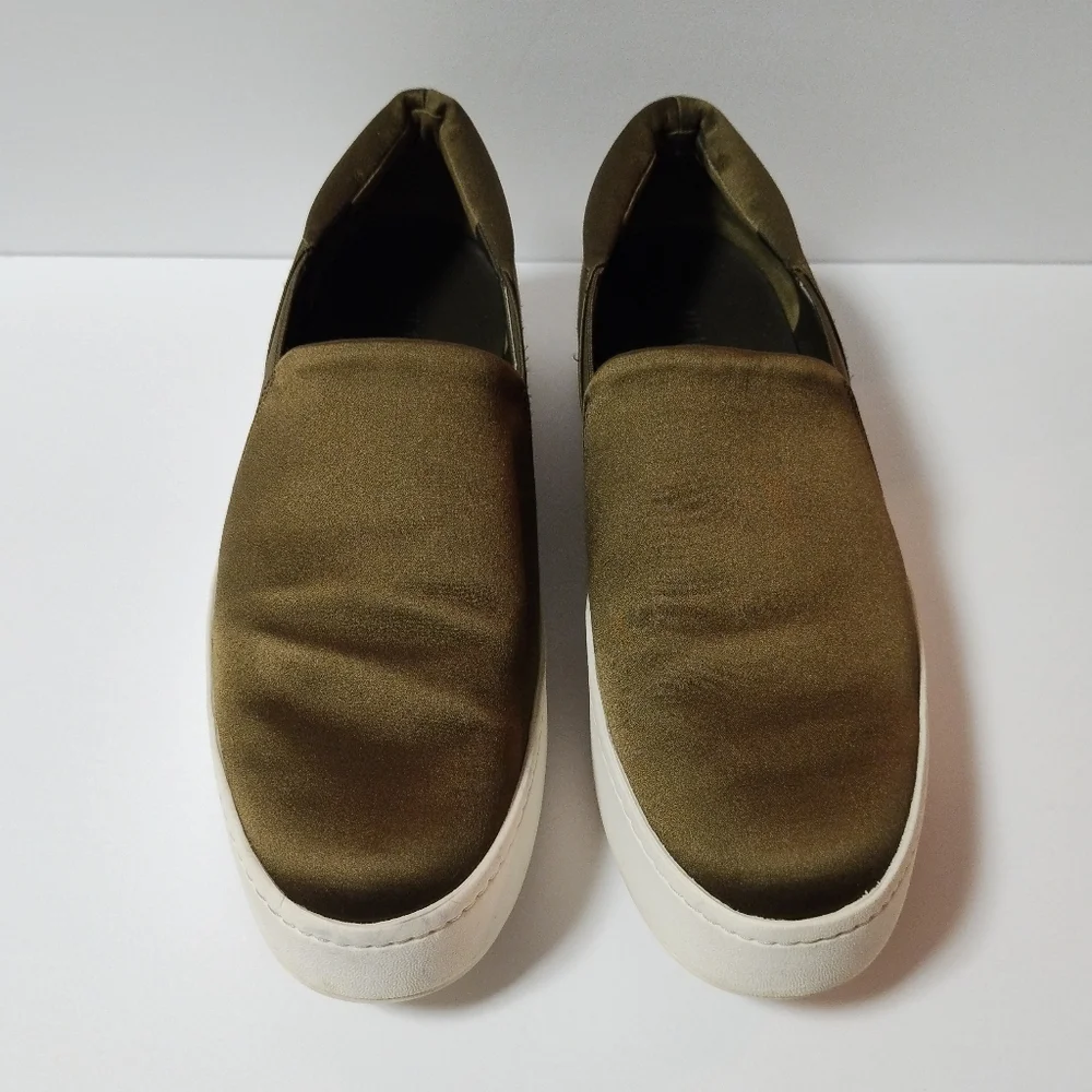 Vince Olive Green Slip-On Platform Sneakers